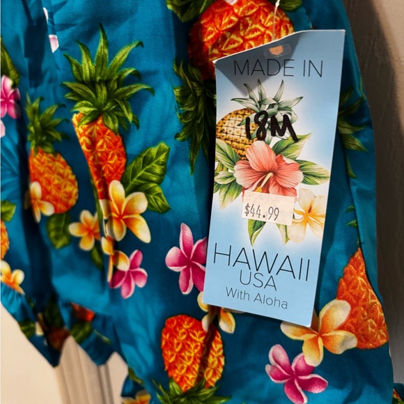 NWT Hawaiian Baby Girl 2-Piece Halter Dress Set 18M Blue Pineapple Luau Tropical - Picture 3 of 7